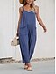 cheap Jumpsuits-Women's Normal Overall Active Solid Color Sleeveless V Neck Pocket Vacation Daily Regular Fit Royal Blue Summer
