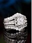 billige Kvinneringer-luksus gifteringsett med cubic zirconia, sølvbelagte, elegante brudesmykker for kvinner