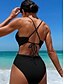 billiga One-piece-baddräkter-Dam Badkläder En bit Monokini Baddräkt Öppen rygg Magkontroll Hög midja Smal Semester Standkläder Ensfärgat V-hals Ärmlös Baddräkter