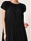 preiswerte Kleider für die Arbeit-Damen Minikleid Casual kleid Sweatkleid Basic Brautkleider schlicht Urlaub Täglich Regular Fit Glatt Kurzarm Rundhalsausschnitt Schwarz Braun Grün Sommer