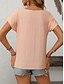 cheap Plain tee-Women&#039;s T Shirt Plain Fashion Modern Casual Short Sleeve Crew Neck Regular Tops Daily Weekend Patchwork Buttons White Sky Blue Orange Rose Pink Summer Spring