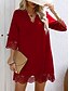 abordables mini robe noire-Femmes Mini Robe Robe noire Robe Décontractée Robe de Cocktail Robe de Cérémonie Basique Occasionnel Quotidien Vacances Coupe régulière Uni Manche 3/4 Col en V Bleu Noir Rouge Été