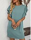 preiswerte T Shirt-Kleider-Damen Minikleid Casual kleid Minikleid A Linie Kleid Basic Geburtstag Urlaub Arbeit Casual Lockere Passform Streifen Gingan Kurzarm Rundhalsausschnitt Rosa Himmelblau Grün Khaki Sommer Frühling
