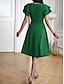preiswerte Einfaches Kleid-Damen Midi Kleid Korsett Kleid T-Shirt Kleid Tee Kleid Einfarbig A-Linien Kleid Lässig Urlaub Alltag Reguläre Passform Grafik Kurzarm V-Ausschnitt Schwarz Wein Blau Grün Sommer
