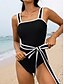 billiga One-piece-baddräkter-Dam Badkläder En bit Monokini Baddräkt Öppen rygg Magkontroll Hög midja Smal Semester Standkläder Ensfärgat Rund Ärmlös Baddräkter