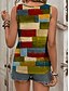 tanie Tank topy i topy na ramiączkach damskie-Koszulka na ramiączkach dla kobiet kamizelka modny streetwear w paski nadruk bez rękawów regularne topy dekolt okrągły casual zielona letnia
