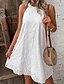 abordables Vestidos casuales blancos-Mujer Mini vestido Vestido blanco Vestido informal vestido recortado Vestido de verano Moda Exterior Festivos Cita Ajuste regular Plano Sin Mangas Cuello halter Naranja Verde Trébol Beige Verano