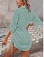 cheap Vacation Dresses-Women's Mini Dress Casual Dress Basic Casual Vacation Casual Daily Regular Fit Plain 3/4 Length Sleeve V Neck Green Summer Spring