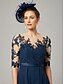 abordables Monos de mamá-Mono de la Madre de la Novia Invitada Formal de Boda Elegante Fiesta Cuello Redondo Largo hasta el Tobillo Chiffon Encaje Manga 3/4 con Apliques