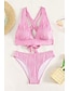 baratos Conjuntos de Bikini-Mulheres Roupa de Banho Biquíni 2 partes Cavado roupa de banho Frente Única Delgado Férias Roupa de Praia Côr Sólida Decote V Sem Manga Fatos de banho