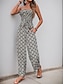 billiga print jumpsuit-Dam Vanligt Jumpsuits Aktiv Ensfärgat Ärmlös Axelbandslös Ficka Hög midja Semester Dagligen Normal Svart Sommar