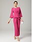 billiga Mammas jumpsuits-Två Delars Jumpsuits Mor till bruden Elegant Wrap Ingår Juvelhals Ankel Längd Stretch Chiffong 3/4 Längd Ärme med Bandage