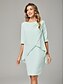 levne Délka čaje-Šaty pro matku nevěsty štíhlý  sloupcový styl elegantní kulatý výstřih délka ke kolenům chiffon poloviční rukáv s korálkovou řasením midi šaty