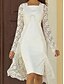 abordables Con chaqueta-Vestido de Madre de la Novia Dos Piezas A-Line Vestido de Invitada de Boda Elegante Cuello Cuadrado Largo hasta la Rodilla Chifón Encaje Sin Mangas Chaqueta con Color Sólido