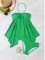 baratos Swimdresses-Mulheres Roupa de Banho Biquíni 2 partes Cavado roupa de banho Frente Única Delgado Férias Roupa de Praia Tecido Halter pescoço Sem Manga Fatos de banho