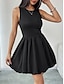 cheap Mini Black Dress-Women&#039;s Mini Dress Black Dress Graduation Dress Casual Dress A Line Dress Basic Casual Vacation Daily Regular Fit Plain Sleeveless Crew Neck Black Summer
