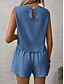 cheap Sets-Women's Linen-feel Set Linen-Inspired Sets Two Piece Sets Baggy Shorts Sleeveless Crew Neck Plain Fashion Daily Casual Daily Black Royal Blue Orange Summer Regular Fit