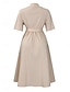 abordables Robe Simple-Femme Robe mi-longue Robe chemise Robe Trapèze Elégant Grande occasion Travail Standard Plein Demi Manches Col de Chemise Rouge Bleu Roi Abricot Eté