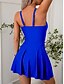 baratos Swimdresses-Mulheres Roupa de Banho Uma pedaço roupa de banho Frente Única Compressão abdominal Cintura Alta Delgado Férias Roupa de Praia Tecido Decote U Sem Manga Fatos de banho