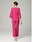 billiga Mammas jumpsuits-Två Delars Jumpsuits Mor till bruden Elegant Wrap Ingår Juvelhals Ankel Längd Stretch Chiffong 3/4 Längd Ärme med Bandage