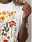 זול טי-שירט פרחונית-בגדי ריקוד נשים חולצה קצרה דפוס פרחוני בסיסי שרוולים קצרים צווארון עגול חולצות רגילות יומי סוף שבוע שחור לבן אפור קיץ