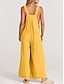 cheap Casual Jumpsuits-Women's Normal Overall Active Solid Color Sleeveless Round Neck Buttons Pocket Vacation Daily Regular Fit Yellow Wine Apricot Summer