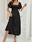 cheap Plain Dress-Women&#039;s Mini Dress A Line Dress Milkmaid Dress Off The Shoulder Dress Puff Sleeve Dress Vacation Vacation Daily Regular Fit Plain Short Sleeve Off Shoulder Black Light Green Pink Blue Summer