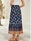 cheap Graphic Skirts-Women&#039;s Long Skirt Bohemia Boho Long Maxi High Waist Skirts Graphic Color Block Patchwork Print Micro-elastic Holiday Beach Navy Spring, Fall, Winter, Summer Polyester Viscose