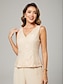 billiga Golvlängd-Jumpsuit  byxdress 3-delad mor till bruden klänning formell bröllopsgäst elegant v-neck golvlängd chiffongspets långärmad jacka klänningar med appliceringar