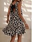 halpa Sundresses-Naisten Mini mekko Rento mekko A linjainen mekko Toppimekko Tyylikäs söpö tyyli Vapaa-aika Loma Kausaliteetti Päivittäin Normaali Leopardi Hihaton Tiukka pyöreä kaula-aukko Leopardi Kesä Kevät