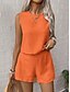 cheap Sets-Women's Linen-feel Set Linen-Inspired Sets Two Piece Sets Baggy Shorts Sleeveless Crew Neck Plain Fashion Daily Casual Daily Black Royal Blue Orange Summer Regular Fit
