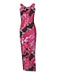 ieftine Rochii casual florale-Pentru femei Rochie Maxi Rochie casual Bodycon Rochie Tip Maieu Rochie Slip Stilat Casual Vacanță Zilnic Fit regulat Floral Fără manșon În U Negru Fucsia Albastru Deschis Vară