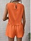 cheap Sets-Women's Linen-feel Set Linen-Inspired Sets Two Piece Sets Baggy Shorts Sleeveless Crew Neck Plain Fashion Daily Casual Daily Black Royal Blue Orange Summer Regular Fit