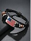 preiswerte Herrenschmuck-Lederarmband für Herren mit amerikanischer Flagge – stilvolles geflochtenes Armband mit Metall- und Holzakzenten für lässige und patriotische Anlässe