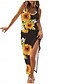 ieftine Rochii casual florale-Pentru femei Rochie Maxi Rochie casual Bodycon Rochie Tip Maieu Rochie Slip Stilat Casual Vacanță Zilnic Fit regulat Floral Fără manșon În U Negru Fucsia Albastru Deschis Vară