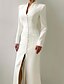 cheap Tuxedo Dresses-Mermaid / Trumpet Mother of the Bride Dress Tuxedo Dress Elegant High Split V Neck Floor Length Satin Long Sleeve with Slit