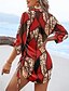 abordables Robes de vacances-Femme Mini robe Sexy Robe Robe élégante Elégant Standard Léopard Géométrique manche longue Col V Jaune Rouge Bleu Vert Automne