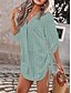 cheap Vacation Dresses-Women's Mini Dress Casual Dress Basic Casual Vacation Casual Daily Regular Fit Plain 3/4 Length Sleeve V Neck Green Summer Spring
