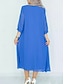 preiswerte Chiffonkleider-Damen Langes Kleid Maxikleid Freizeitkleid Cocktailkleid Kleid für Hochzeitsgäste Chiffonkleid Elegant Stilvoll Arbeit Täglich Verlobung Lässiger Schnitt Einfach Dreiviertelarm Rundhalsausschnitt