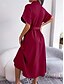 preiswerte Einfaches Kleid-Damen Midi Kleid Wickelkleid A-Linie Kleid Geburtstag Freizeit Urlaub Party Geburtstag reguläre Passform Grafik Kurzarm Hemdkragen Wein Armee Grün Hellblau Sommer