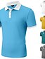 billige Klassisk herrepolo-Herre Rib strik top Golf polo skjorter Arbejde Afslappet Cubansk krave Ribbet polokrave Kortærmet Ferie Basale Farveblok Rillet Forår sommer Regulær Hvid Gul Grøn Mørkegrå Lyseblå Rib strik top