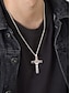 abordables Joyas para hombres-Collar de cruz de acero inoxidable chapado en oro para hombre con piedras preciosas multicolores: colgante religioso, cadena elegante para uso diario, regalos para ocasiones religiosas