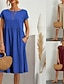 tanie Sukienki-Damskie Długa sukienka sukienka maxi Sukienki inspirowane lnem Codzienne sukienki Bawełniana lniana sukienka Sukienka A line Elegancki Codzienny Urlop Codzienny Randka Regularny Równina Krótki rękaw