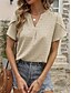 abordables Hauts Unis pour Femmes-Femme Chemisier Couleur unie mode Décontractées Manche Courte Col V Hauts réguliers Travail du quotidien Vacances Rose Claire Bleu Vert Beige Eté Printemps