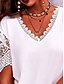 abordables Hauts en dentelle-Femmes T-shirt Dentelle Patchwork Œillet Uni Mode Moderne Occasionnel Manche Courte Col en V Hauts Réguliers Quotidien Sortir Week-end Blanche Rose Claire Violet Bleu clair Été Printemps