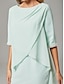levne Délka čaje-Šaty pro matku nevěsty štíhlý  sloupcový styl elegantní kulatý výstřih délka ke kolenům chiffon poloviční rukáv s korálkovou řasením midi šaty
