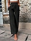 ieftine Pantaloni din bumbac simplu-Pentru femei Pantaloni scurți din bumbac in Pantaloni inspirați din in Pantaloni din bumbac in Modă Șic Stradă Confortabili Lungime totală Talie Înaltă Simplu Cordon Talie elastică Picior drept