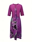 abordables Ensembles de robes-Femme Robe mi-longue Robe casual Robe Ensemble Robe Évasée Robe Trapèze mode Décontractées Vacances du quotidien Standard Graphic Demi Manches Col V Rose Claire Bleu Fuchsia Orange Eté