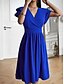 preiswerte Einfaches Kleid-Damen Midi Kleid Korsett Kleid T-Shirt Kleid Tee Kleid Einfarbig A-Linien Kleid Lässig Urlaub Alltag Reguläre Passform Grafik Kurzarm V-Ausschnitt Schwarz Wein Blau Grün Sommer