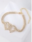 ieftine Bratara de dama-set de gleznă și lanț în formă de inimă din zircon din aliaj pentru femei – bijuterii elegante de mireasă pentru nunți, petreceri și ocazii speciale
